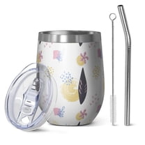 Modern 12oz Stainless Steel Insulated Wine Tumbler with Lid and Straw – Double Wall Vacuum Mug for Hot & Cold Drinks, 304 Steel Interior, Sweat-Free Design