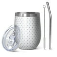 thumbnail image 1 of Modern 12oz Stainless Steel Insulated Wine Tumbler with Lid and Straw – Double Wall Vacuum Mug for Hot & Cold Drinks, 304 Steel Interior, Sweat-Free Design, 1 of 5