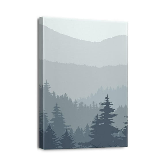 Modern 12x16in Sunrise Misty Forest Canvas Art - A Timeless Addition to Bedroom, Living Room, or Bathroom Wall Décor