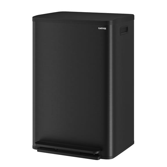 Modern 13 Gallon Kitchen Trash Can Stainless Steel Step-On Garbage Bin with Removable Inner Bucket Soft Close Thin Lid Durable Rectangular Waste Container
