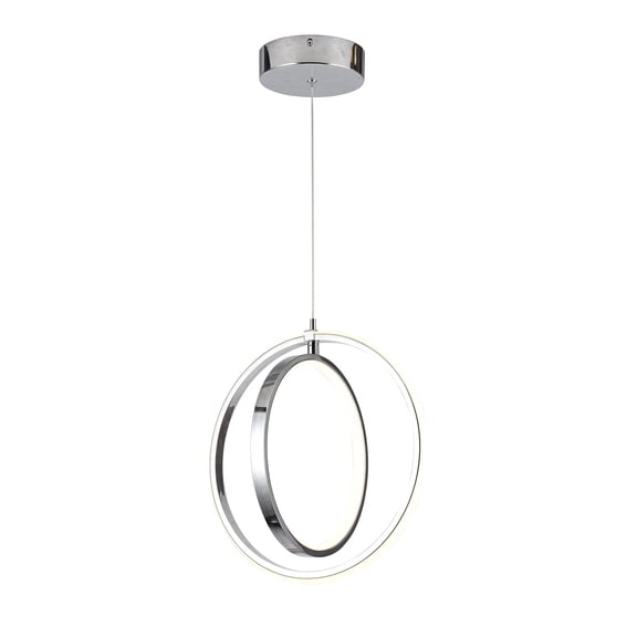 Modern 13" Round LED Pendant Light, 2-Light Ceiling Fixture, Adjustable Height, Metal, Integrated LED, 30W 1500 Lumens