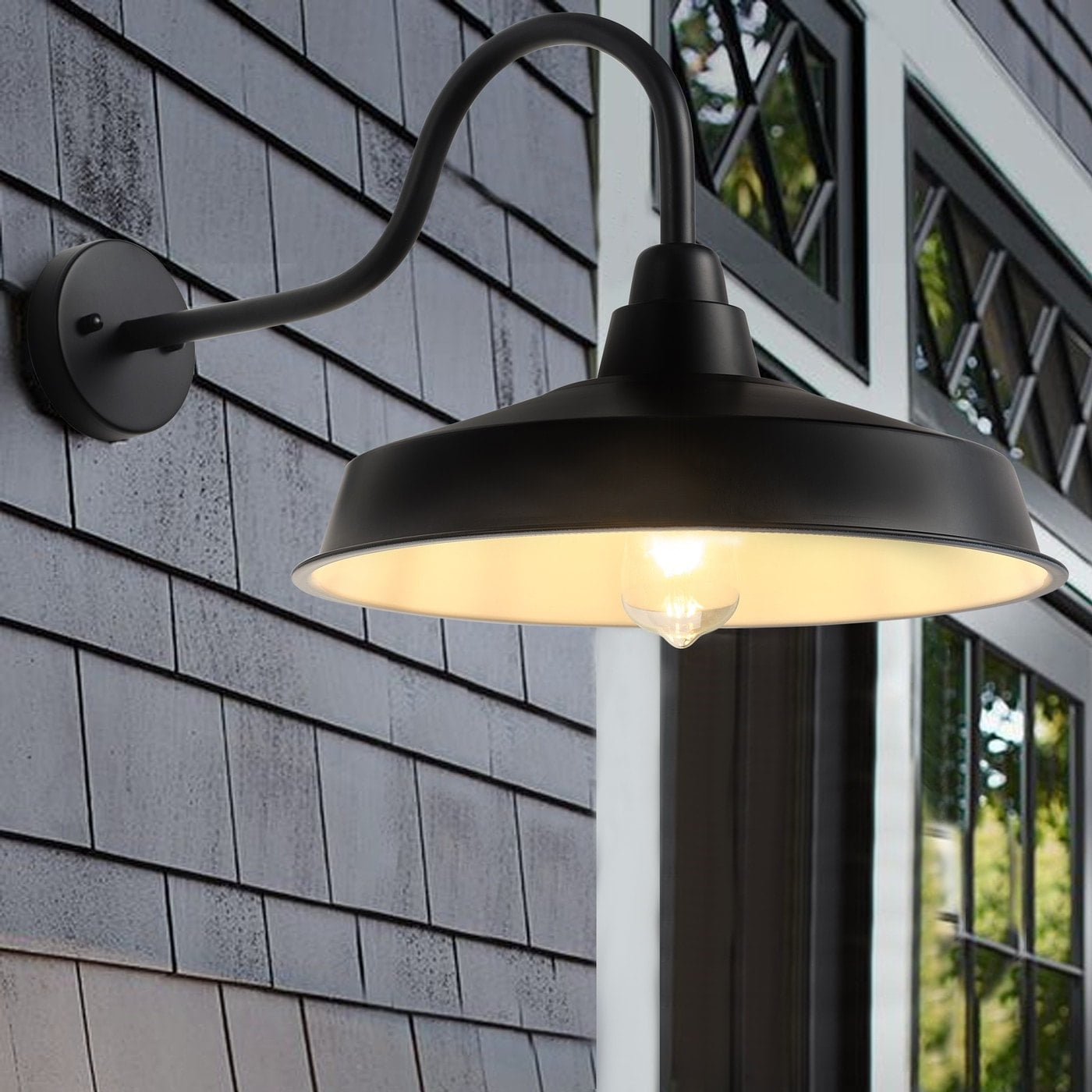 Modern Matte Black Iron Gooseneck Wall Sconce