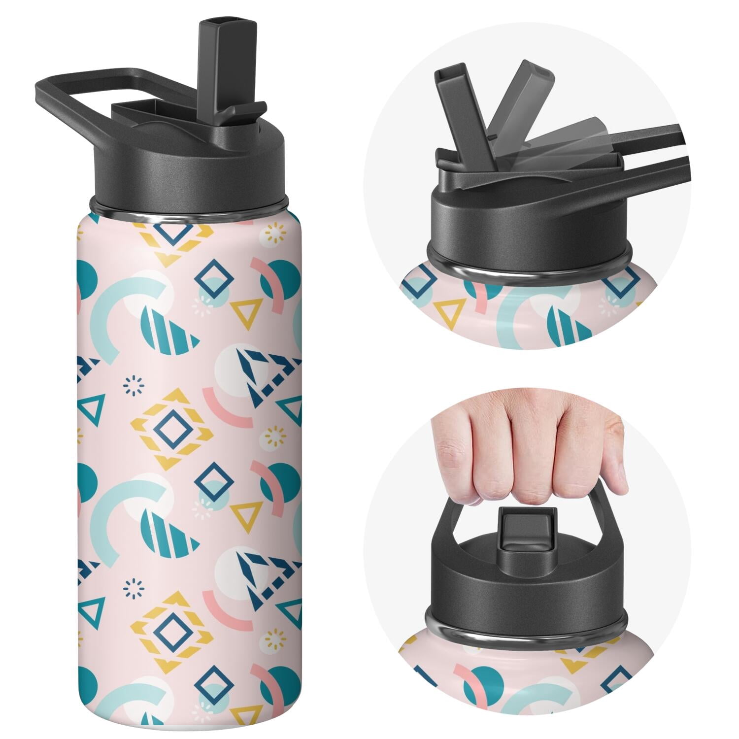 Modern 18 oz Insulated Stainless Steel Water Bottle with Straw & Cleaning Brush , Leakproof, BPA-Free, 304 Stainless Steel, Wide Mouth, Travel Mug for Car, Gym, Office