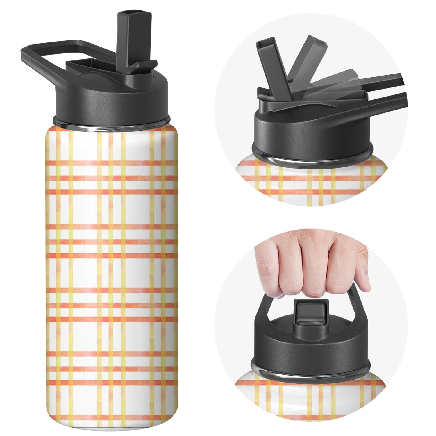 Modern 18 oz Insulated Stainless Steel Water Bottle with Straw & Cleaning Brush , Leakproof, BPA-Free, 304 Stainless Steel, Wide Mouth, Travel Mug for Car, Gym, Office