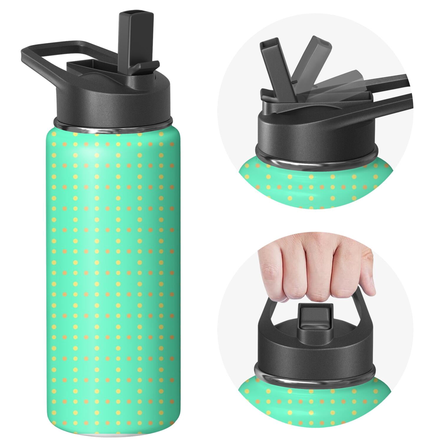 Modern 18 oz Insulated Stainless Steel Water Bottle with Straw & Cleaning Brush , Leakproof, BPA-Free, 304 Stainless Steel, Wide Mouth, Travel Mug for Car, Gym, Office