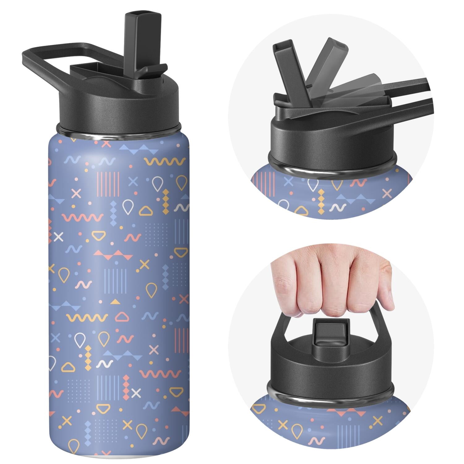 Modern 18 oz Insulated Stainless Steel Water Bottle with Straw & Cleaning Brush , Leakproof, BPA-Free, 304 Stainless Steel, Wide Mouth, Travel Mug for Car, Gym, Office