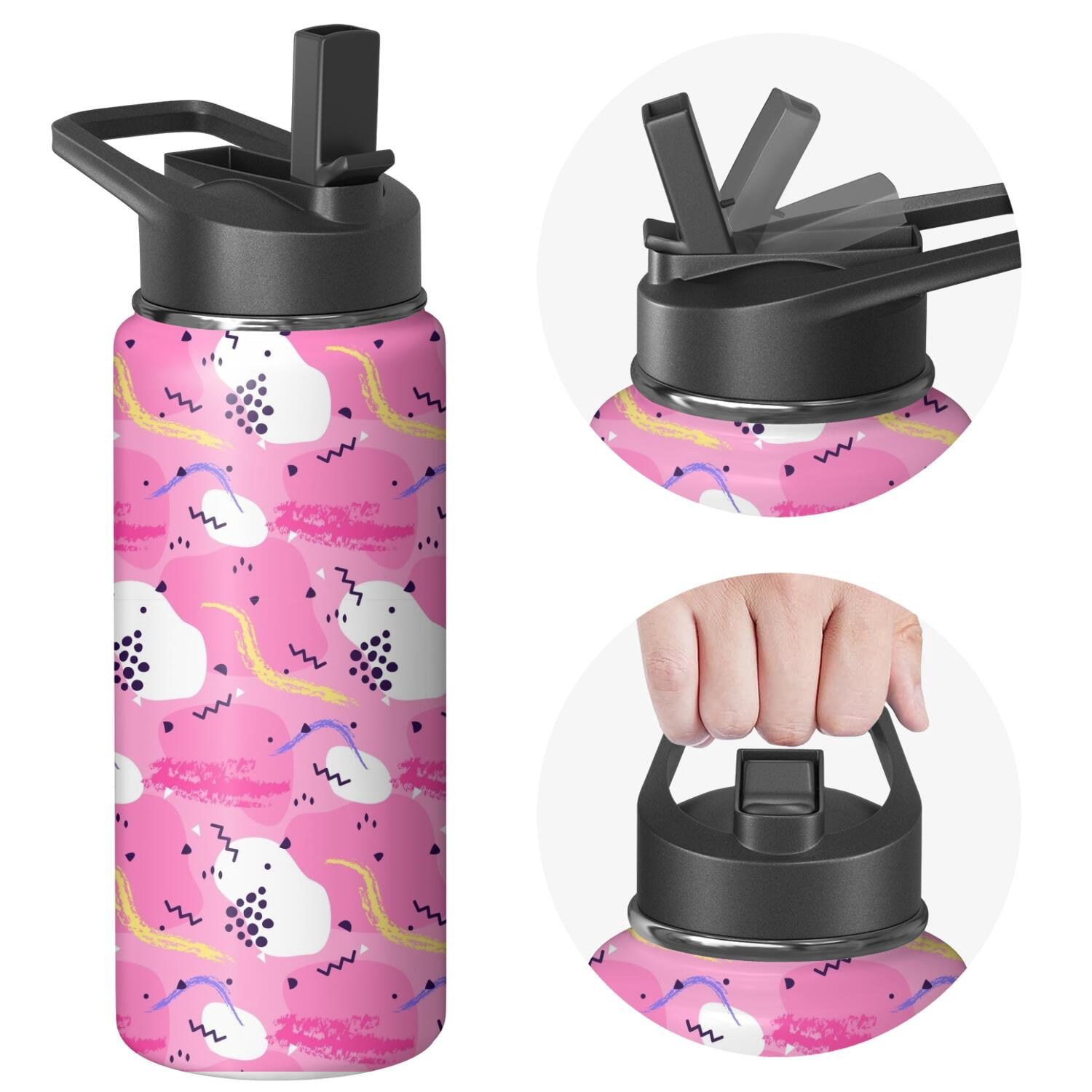 Modern 18 oz Insulated Stainless Steel Water Bottle with Straw & Cleaning Brush , Leakproof, BPA-Free, 304 Stainless Steel, Wide Mouth, Travel Mug for Car, Gym, Office