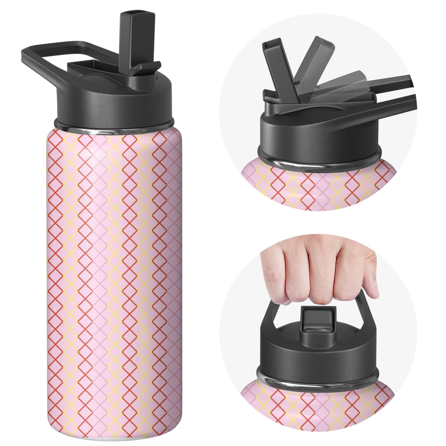 Modern 18 oz Insulated Stainless Steel Water Bottle with Straw & Cleaning Brush , Leakproof, BPA-Free, 304 Stainless Steel, Wide Mouth, Travel Mug for Car, Gym, Office
