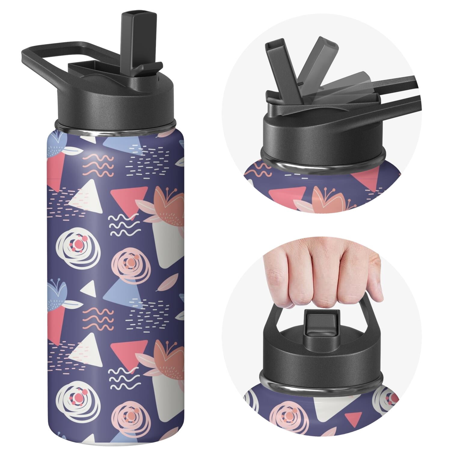 Modern 18 oz Insulated Stainless Steel Water Bottle with Straw & Cleaning Brush , Leakproof, BPA-Free, 304 Stainless Steel, Wide Mouth, Travel Mug for Car, Gym, Office