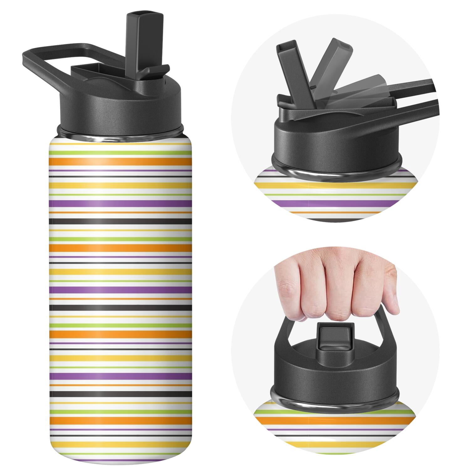 Modern 18 oz Insulated Stainless Steel Water Bottle with Straw & Cleaning Brush , Leakproof, BPA-Free, 304 Stainless Steel, Wide Mouth, Travel Mug for Car, Gym, Office