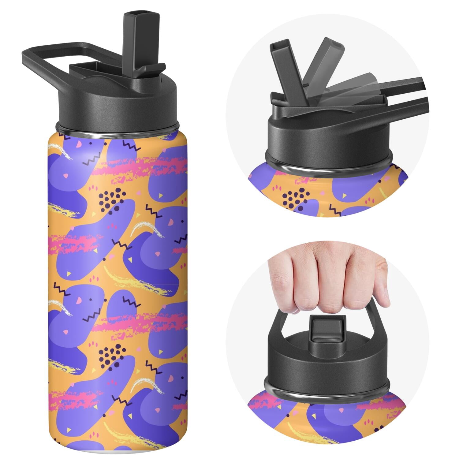 Modern 18 oz Insulated Stainless Steel Water Bottle with Straw & Cleaning Brush , Leakproof, BPA-Free, 304 Stainless Steel, Wide Mouth, Travel Mug for Car, Gym, Office