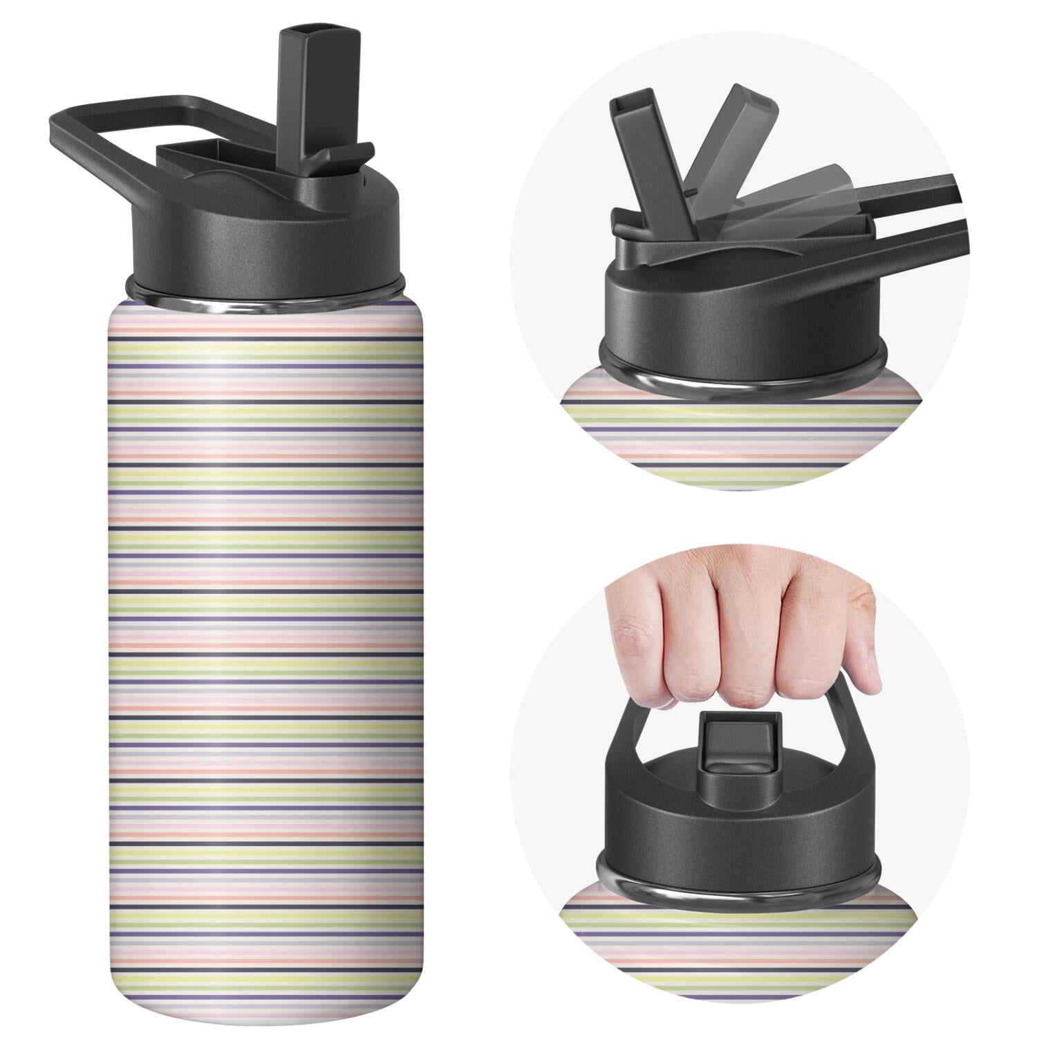 Modern 18 oz Insulated Stainless Steel Water Bottle with Straw & Cleaning Brush , Leakproof, BPA-Free, 304 Stainless Steel, Wide Mouth, Travel Mug for Car, Gym, Office