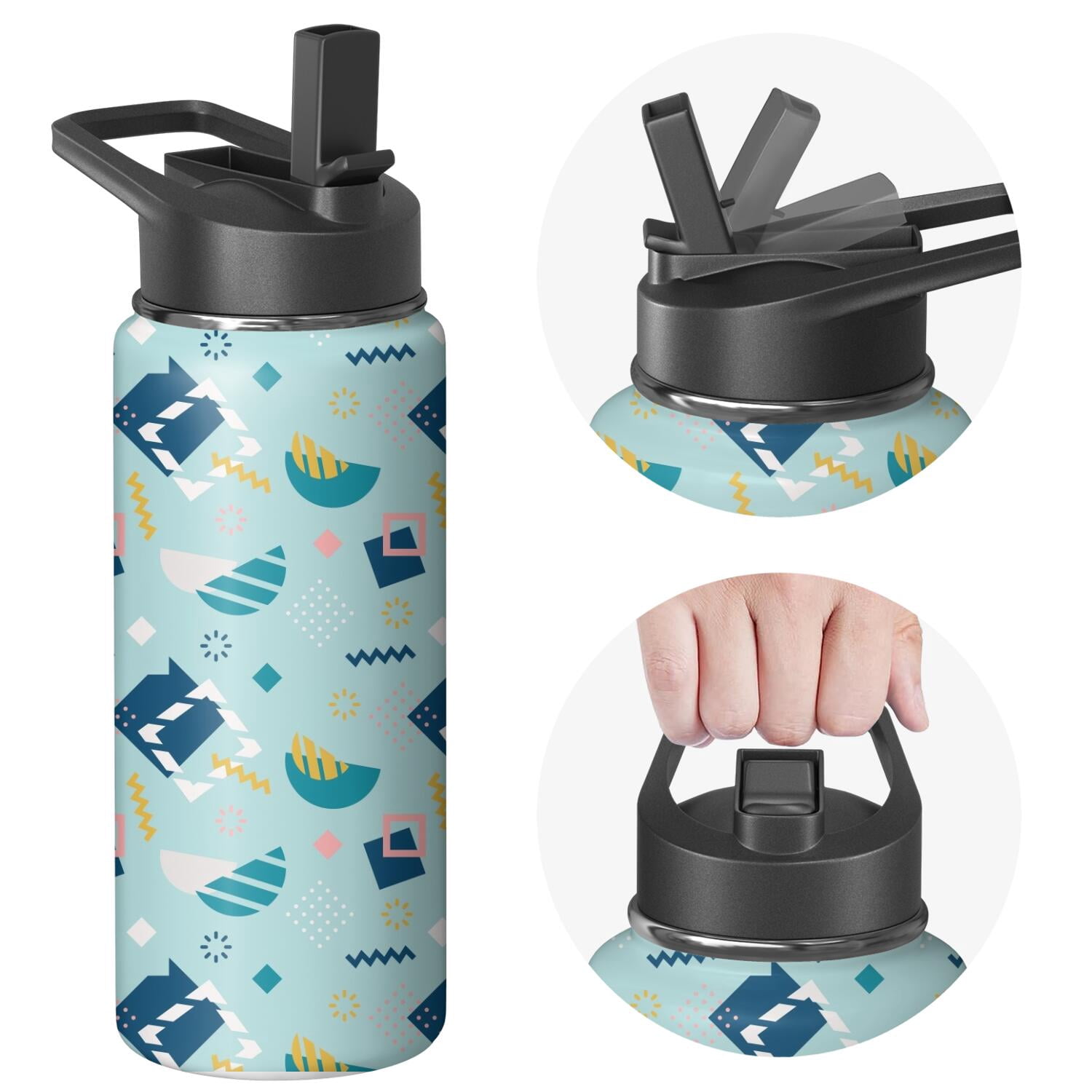 Modern 18 oz Insulated Stainless Steel Water Bottle with Straw & Cleaning Brush , Leakproof, BPA-Free, 304 Stainless Steel, Wide Mouth, Travel Mug for Car, Gym, Office