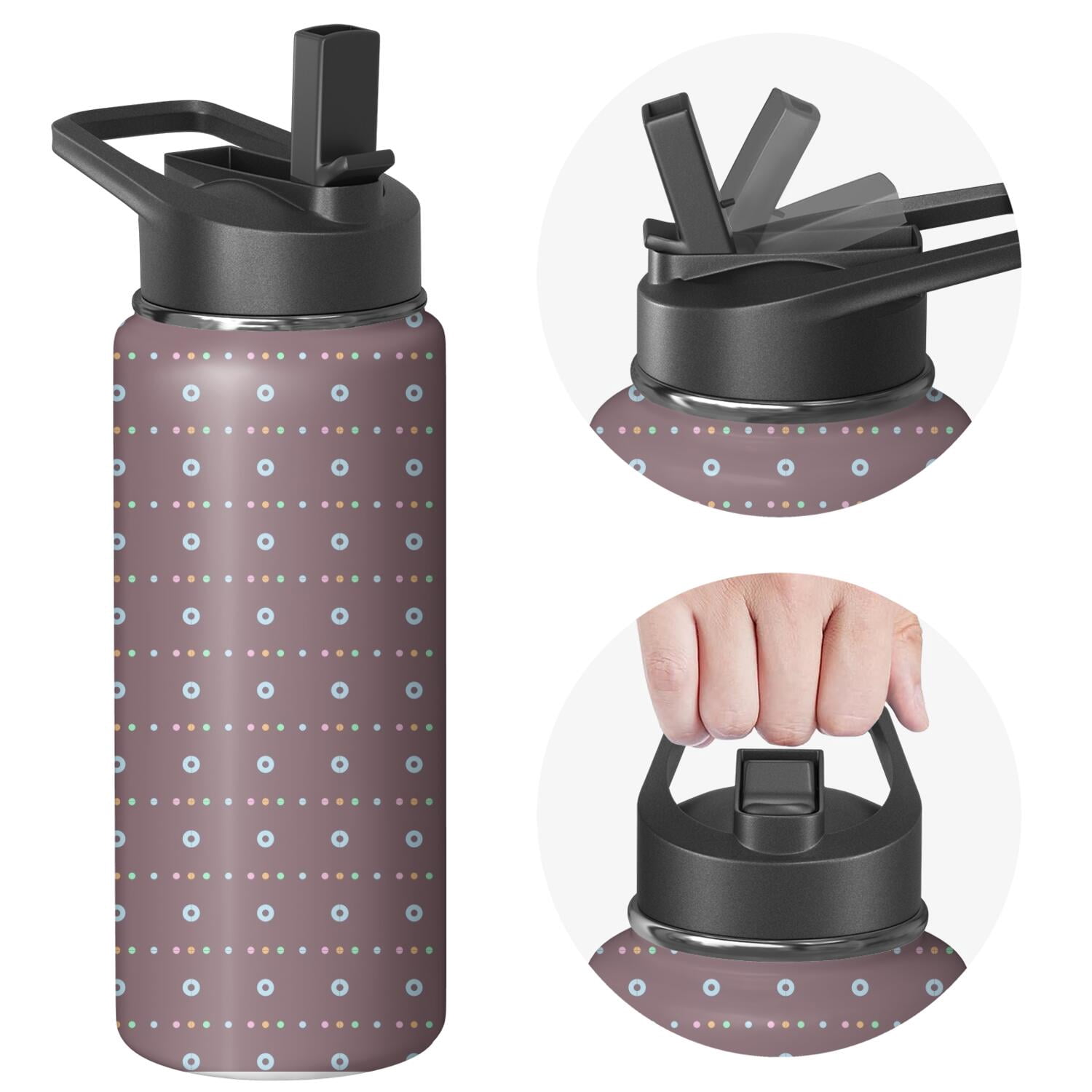 Modern 18 oz Insulated Stainless Steel Water Bottle with Straw & Cleaning Brush , Leakproof, BPA-Free, 304 Stainless Steel, Wide Mouth, Travel Mug for Car, Gym, Office