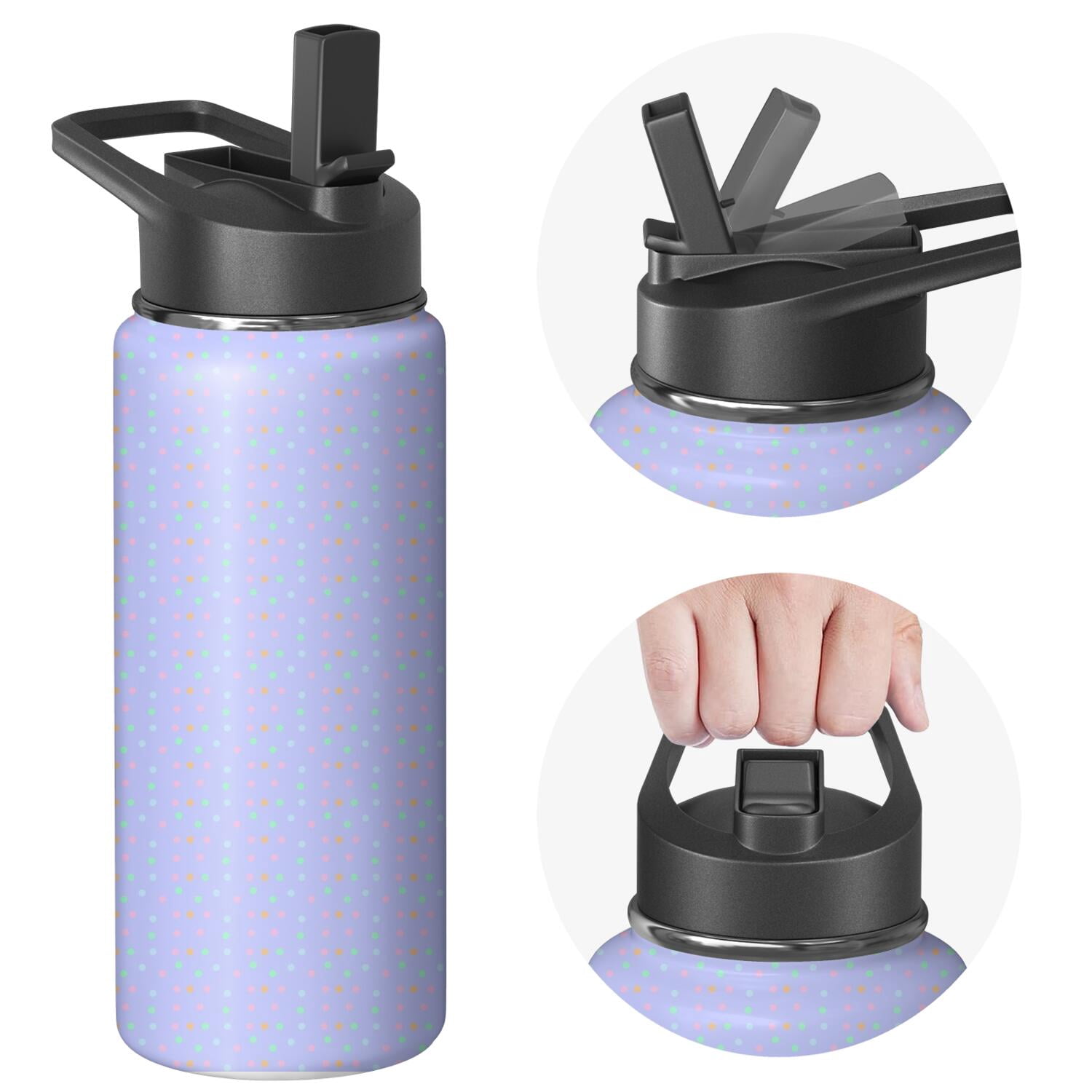 Modern 18 oz Insulated Stainless Steel Water Bottle with Straw & Cleaning Brush , Leakproof, BPA-Free, 304 Stainless Steel, Wide Mouth, Travel Mug for Car, Gym, Office