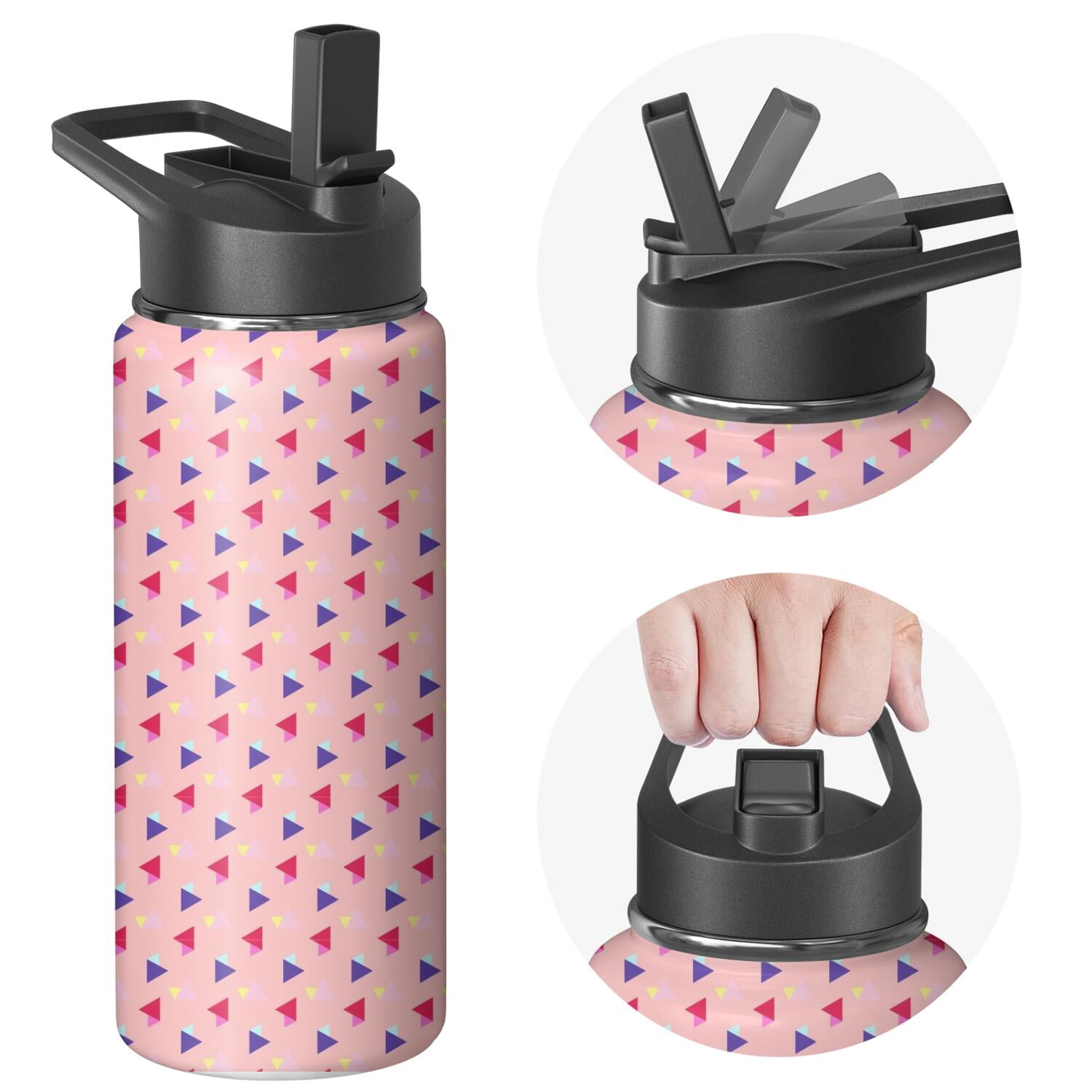 Modern 18 oz Insulated Stainless Steel Water Bottle with Straw & Cleaning Brush , Leakproof, BPA-Free, 304 Stainless Steel, Wide Mouth, Travel Mug for Car, Gym, Office