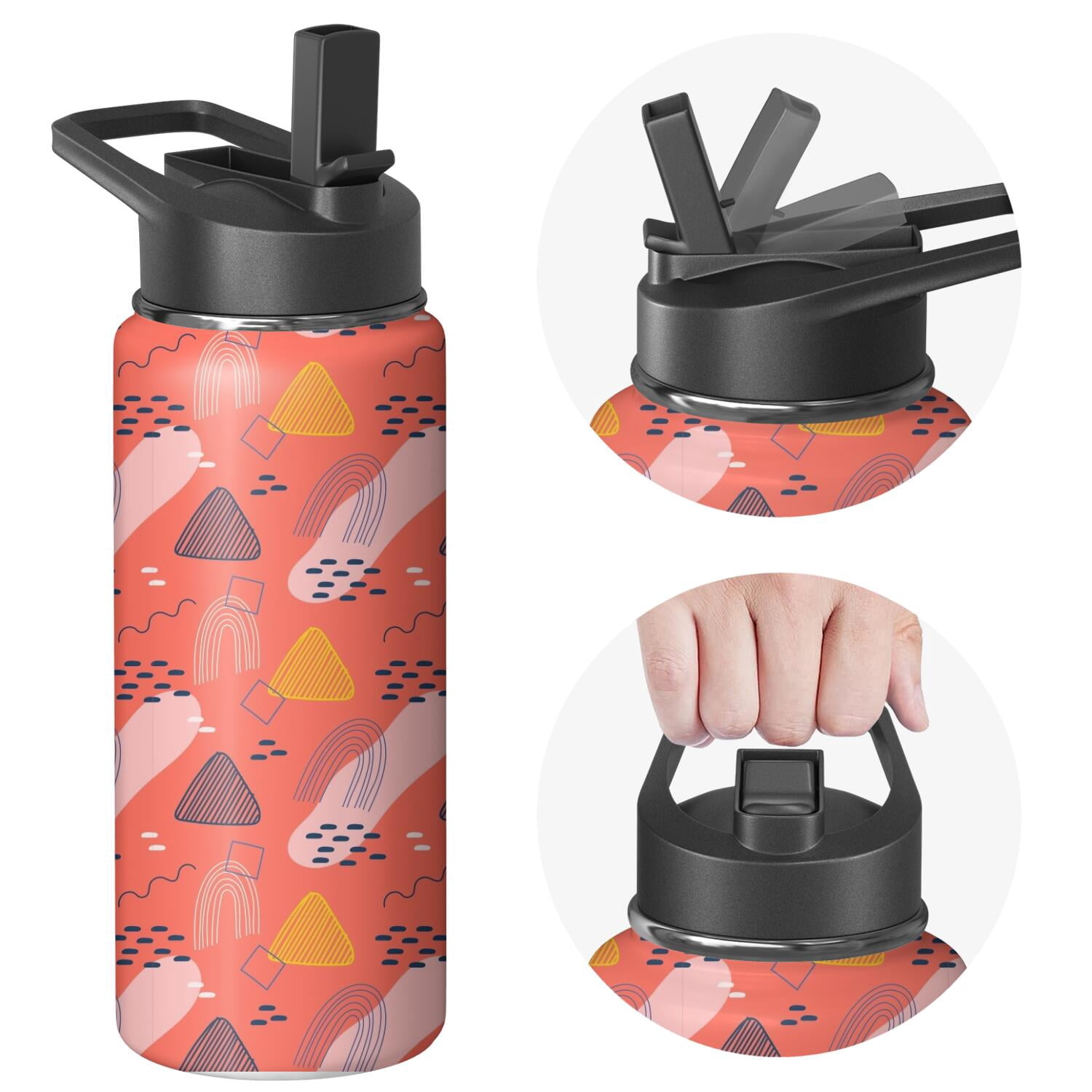 Modern 18 oz Insulated Stainless Steel Water Bottle with Straw & Cleaning Brush , Leakproof, BPA-Free, 304 Stainless Steel, Wide Mouth, Travel Mug for Car, Gym, Office