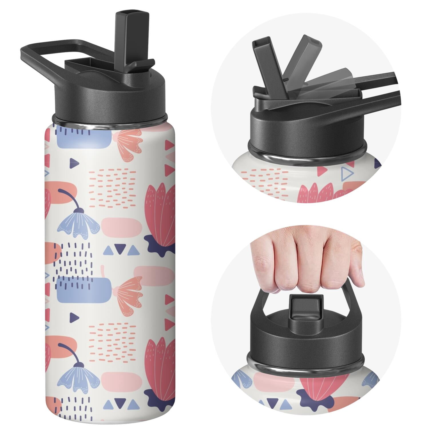 Modern 18 oz Insulated Stainless Steel Water Bottle with Straw & Cleaning Brush , Leakproof, BPA-Free, 304 Stainless Steel, Wide Mouth, Travel Mug for Car, Gym, Office