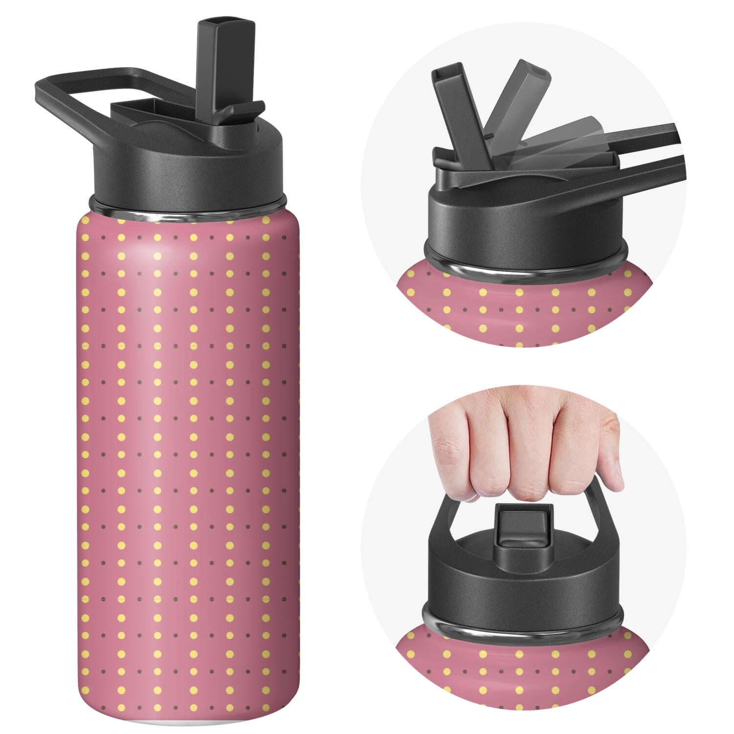 Modern 18 oz Insulated Stainless Steel Water Bottle with Straw & Cleaning Brush , Leakproof, BPA-Free, 304 Stainless Steel, Wide Mouth, Travel Mug for Car, Gym, Office