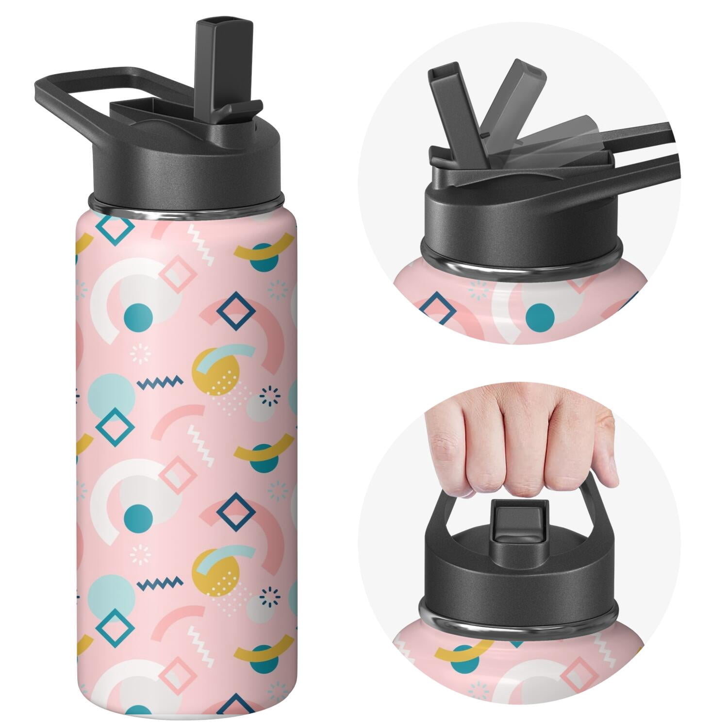 Modern 18 oz Insulated Stainless Steel Water Bottle with Straw & Cleaning Brush , Leakproof, BPA-Free, 304 Stainless Steel, Wide Mouth, Travel Mug for Car, Gym, Office