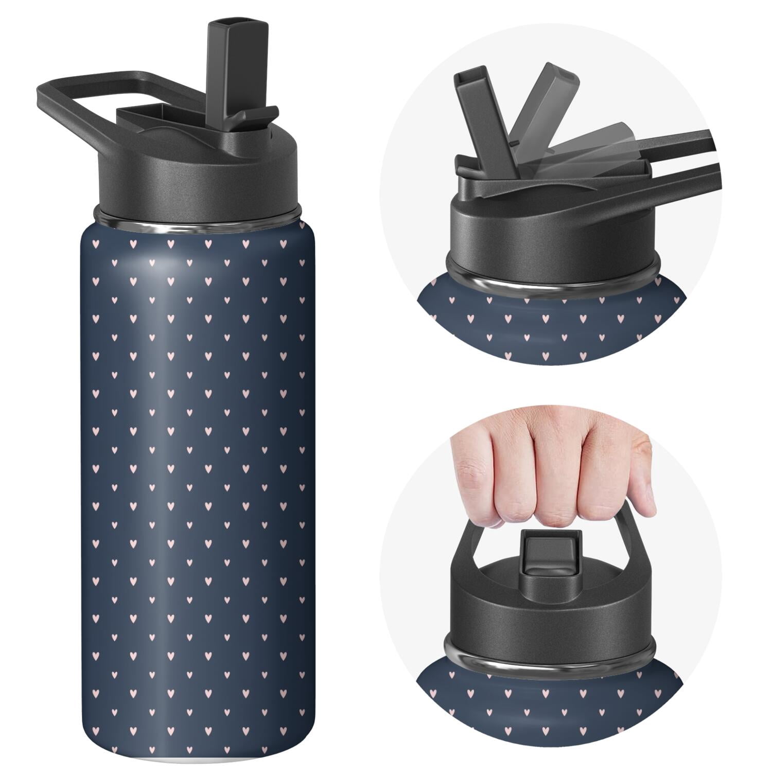Modern 18 oz Insulated Stainless Steel Water Bottle with Straw & Cleaning Brush , Leakproof, BPA-Free, 304 Stainless Steel, Wide Mouth, Travel Mug for Car, Gym, Office
