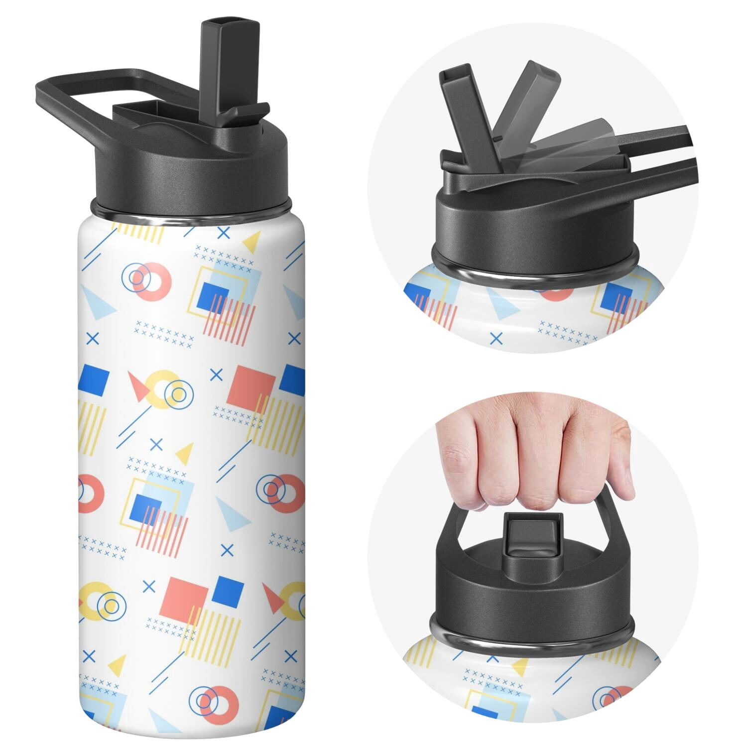 Modern 18 oz Insulated Stainless Steel Water Bottle with Straw & Cleaning Brush , Leakproof, BPA-Free, 304 Stainless Steel, Wide Mouth, Travel Mug for Car, Gym, Office