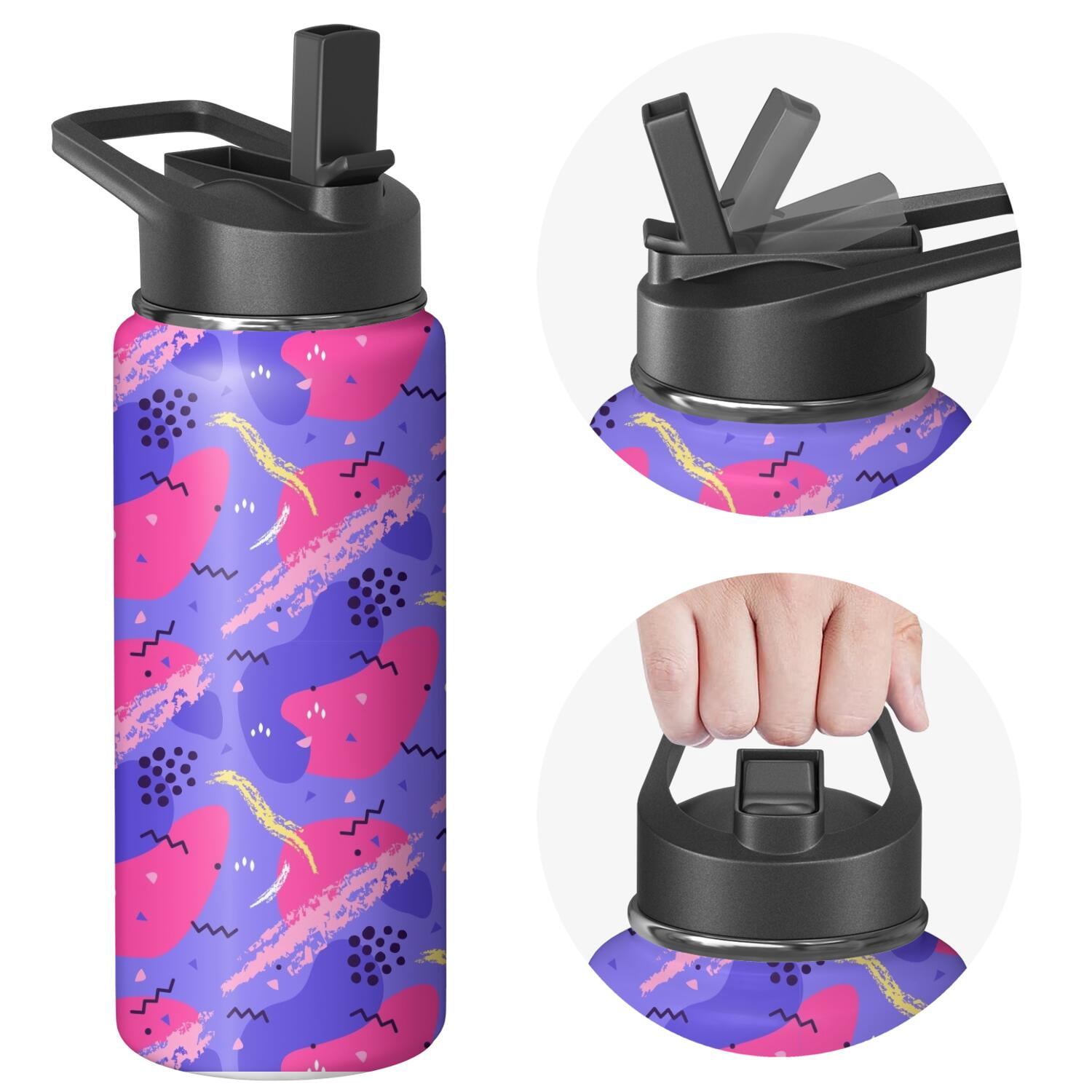 Modern 18 oz Insulated Stainless Steel Water Bottle with Straw & Cleaning Brush , Leakproof, BPA-Free, 304 Stainless Steel, Wide Mouth, Travel Mug for Car, Gym, Office