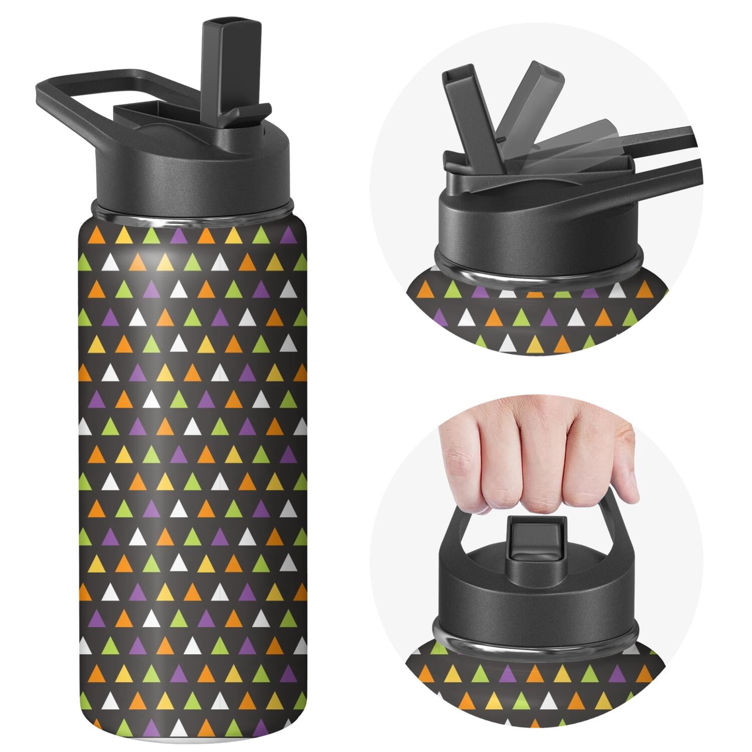 Modern 18 oz Insulated Stainless Steel Water Bottle with Straw & Cleaning Brush , Leakproof, BPA-Free, 304 Stainless Steel, Wide Mouth, Travel Mug for Car, Gym, Office