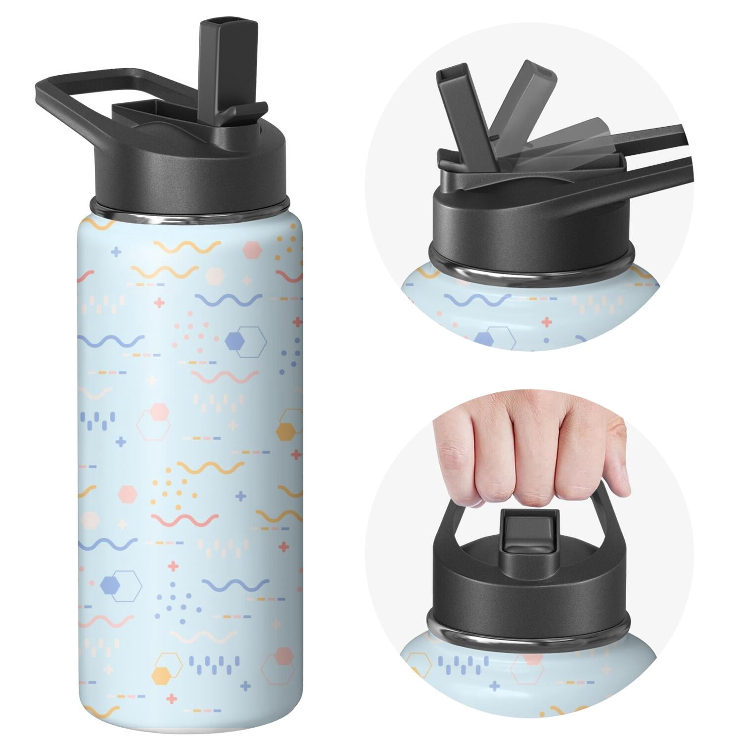 Modern 18 oz Insulated Stainless Steel Water Bottle with Straw & Cleaning Brush , Leakproof, BPA-Free, 304 Stainless Steel, Wide Mouth, Travel Mug for Car, Gym, Office