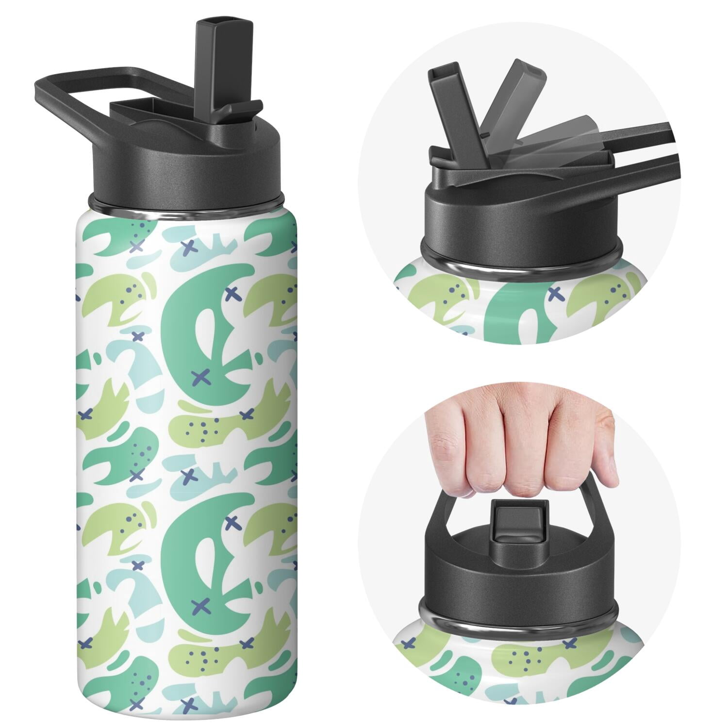 Modern 18 oz Insulated Stainless Steel Water Bottle with Straw & Cleaning Brush , Leakproof, BPA-Free, 304 Stainless Steel, Wide Mouth, Travel Mug for Car, Gym, Office