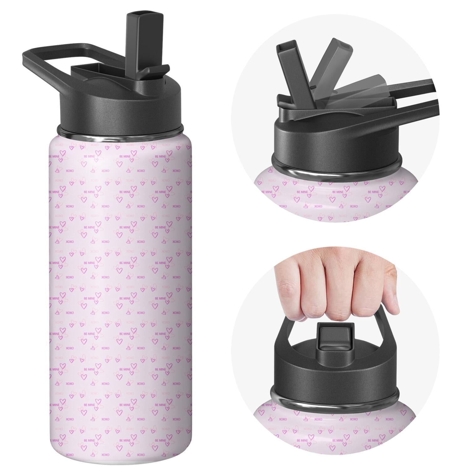 Modern 18 oz Insulated Stainless Steel Water Bottle with Straw & Cleaning Brush , Leakproof, BPA-Free, 304 Stainless Steel, Wide Mouth, Travel Mug for Car, Gym, Office