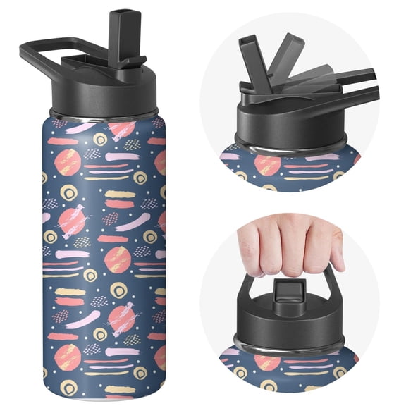 Modern 18 oz Insulated Stainless Steel Water Bottle with Straw & Cleaning Brush , Leakproof, BPA-Free, 304 Stainless Steel, Wide Mouth, Travel Mug for Car, Gym, Office