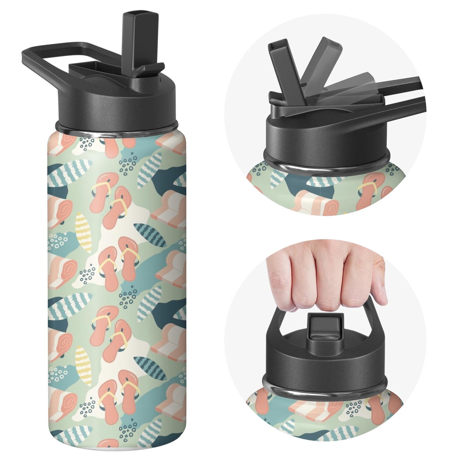 Modern 18 oz Insulated Stainless Steel Water Bottle with Straw & Cleaning Brush , Leakproof, BPA-Free, 304 Stainless Steel, Wide Mouth, Travel Mug for Car, Gym, Office