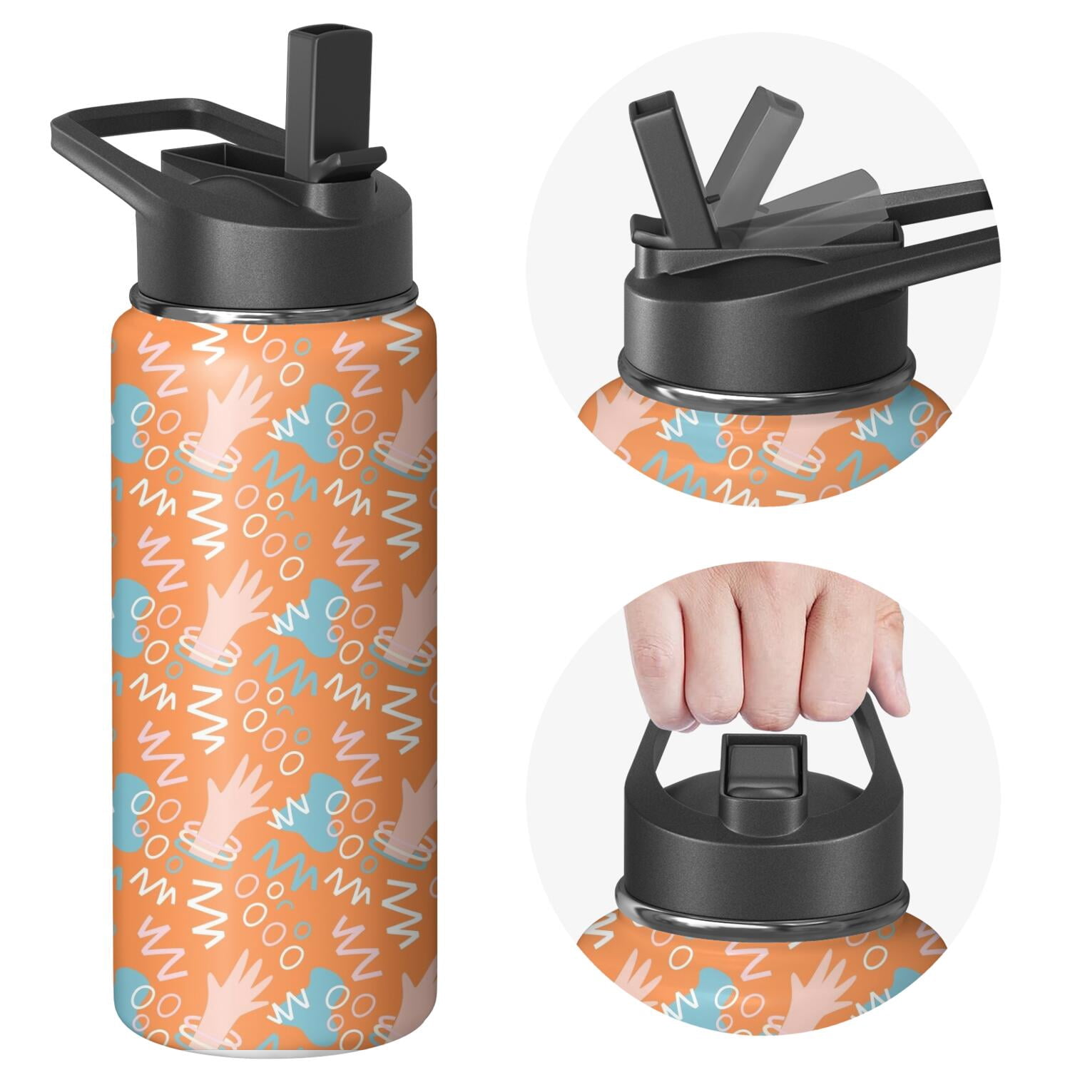Modern 18 oz Insulated Stainless Steel Water Bottle with Straw & Cleaning Brush , Leakproof, BPA-Free, 304 Stainless Steel, Wide Mouth, Travel Mug for Car, Gym, Office
