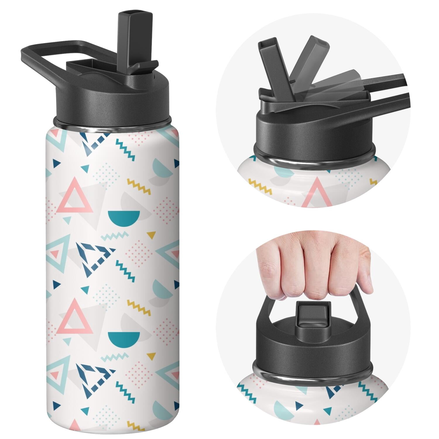 Modern 18 oz Insulated Stainless Steel Water Bottle with Straw & Cleaning Brush , Leakproof, BPA-Free, 304 Stainless Steel, Wide Mouth, Travel Mug for Car, Gym, Office