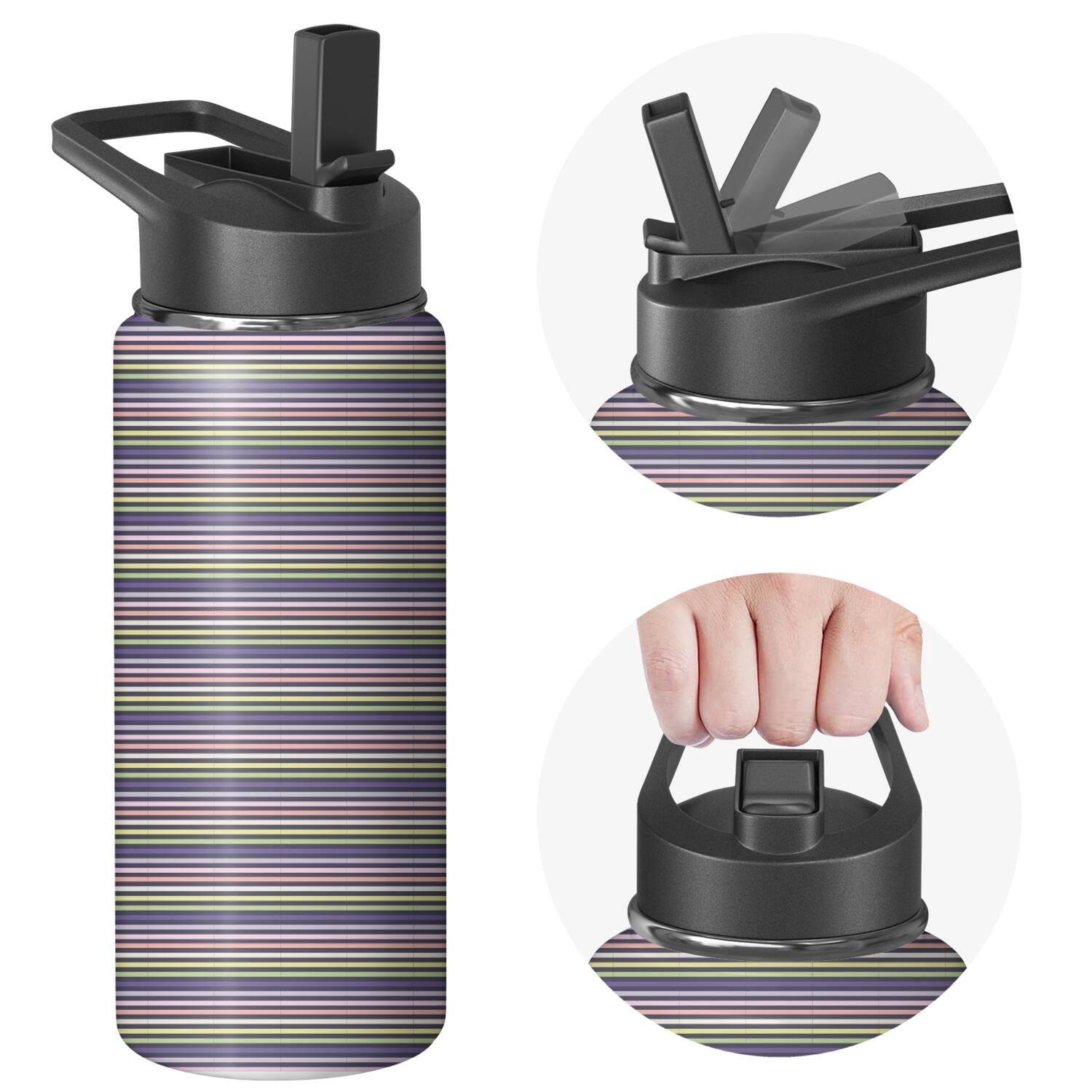 Modern 18 oz Insulated Stainless Steel Water Bottle with Straw & Cleaning Brush , Leakproof, BPA-Free, 304 Stainless Steel, Wide Mouth, Travel Mug for Car, Gym, Office