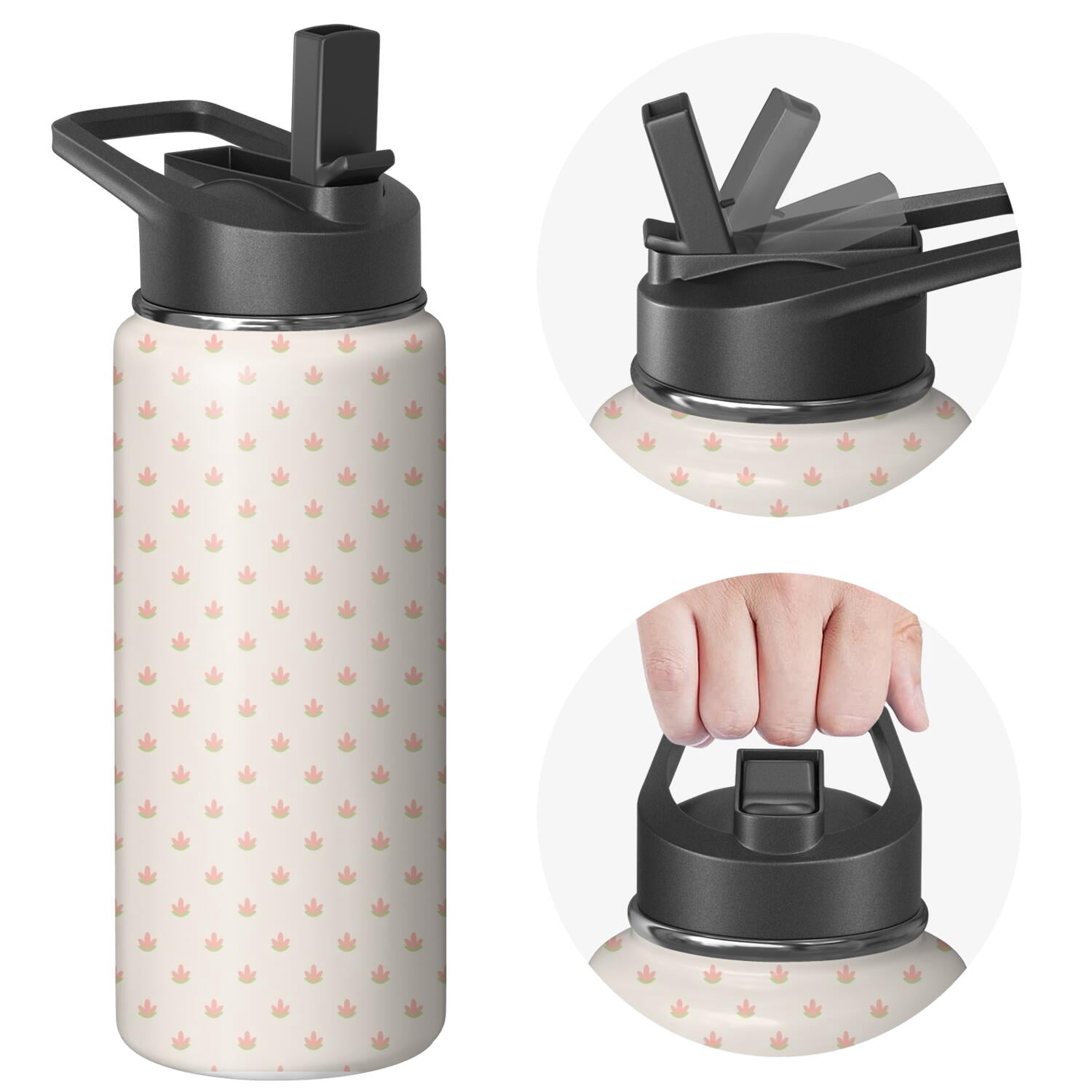 Modern 18 oz Insulated Stainless Steel Water Bottle with Straw & Cleaning Brush , Leakproof, BPA-Free, 304 Stainless Steel, Wide Mouth, Travel Mug for Car, Gym, Office