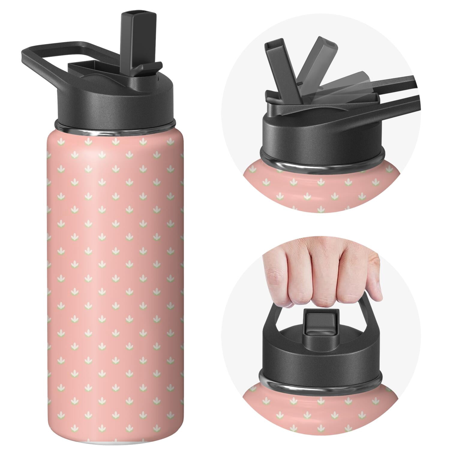 Modern 18 oz Insulated Stainless Steel Water Bottle with Straw & Cleaning Brush , Leakproof, BPA-Free, 304 Stainless Steel, Wide Mouth, Travel Mug for Car, Gym, Office