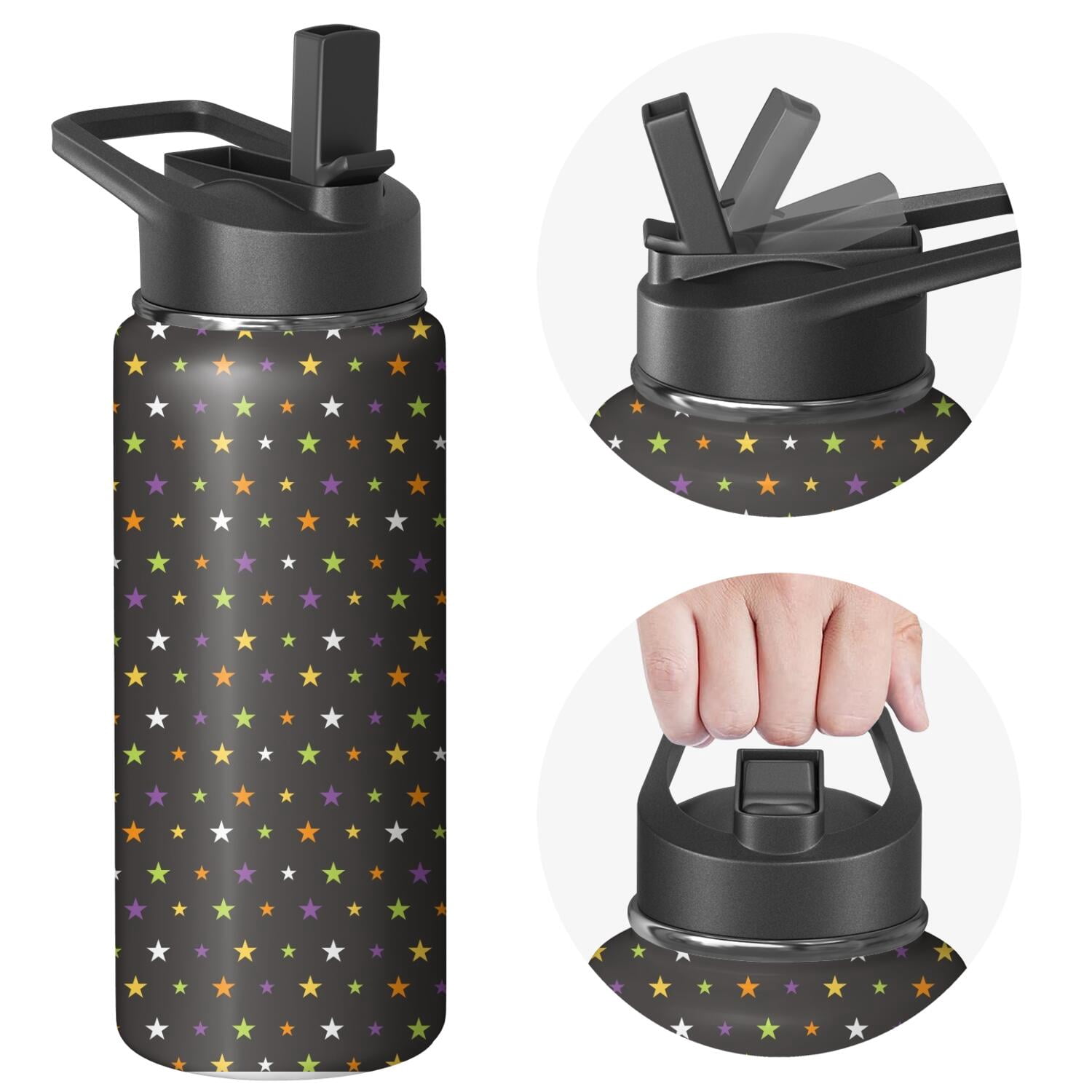 Modern 18 oz Insulated Stainless Steel Water Bottle with Straw & Cleaning Brush , Leakproof, BPA-Free, 304 Stainless Steel, Wide Mouth, Travel Mug for Car, Gym, Office