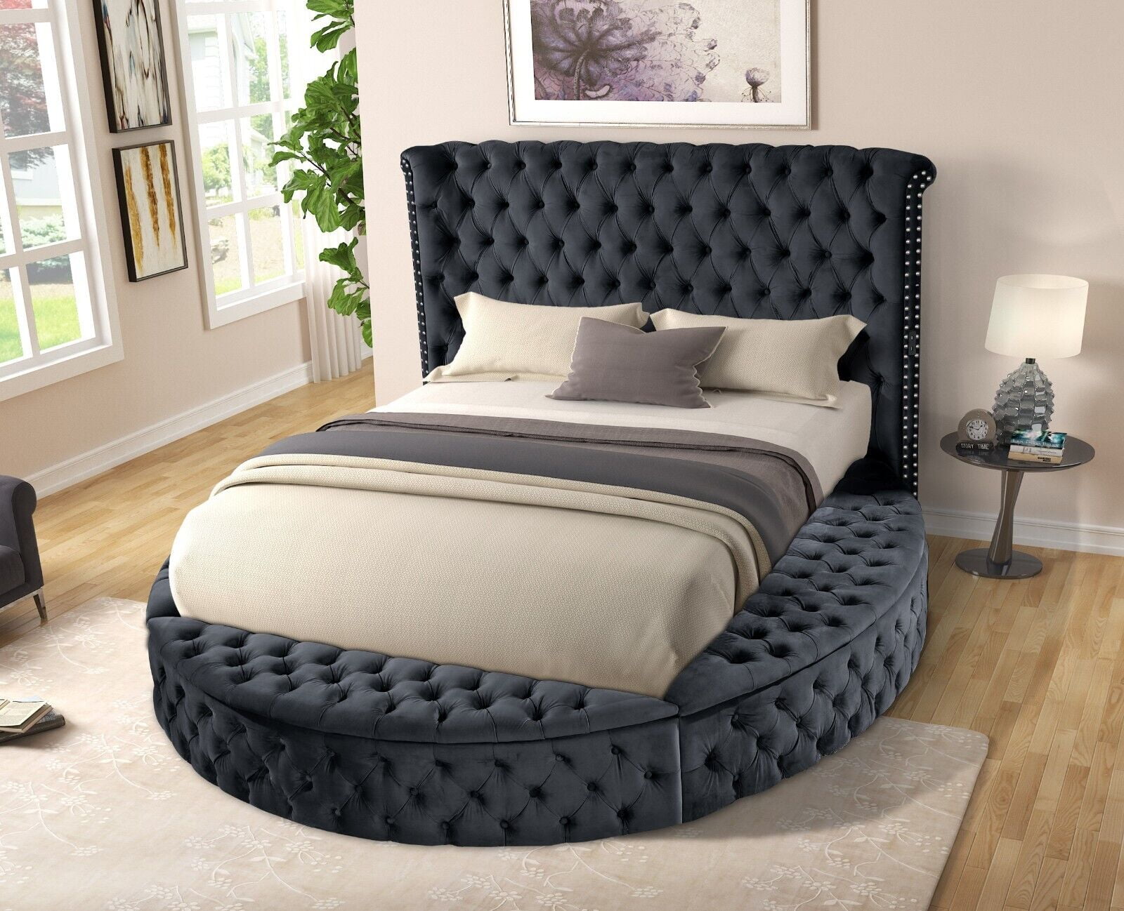 Round bed cheap with speakers