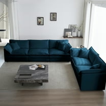 Modern 2 3 Seater Couch , Blue Chenille Deep Seat For Living Room, Padding And Frame Room , Upholstery, High Comfort Level