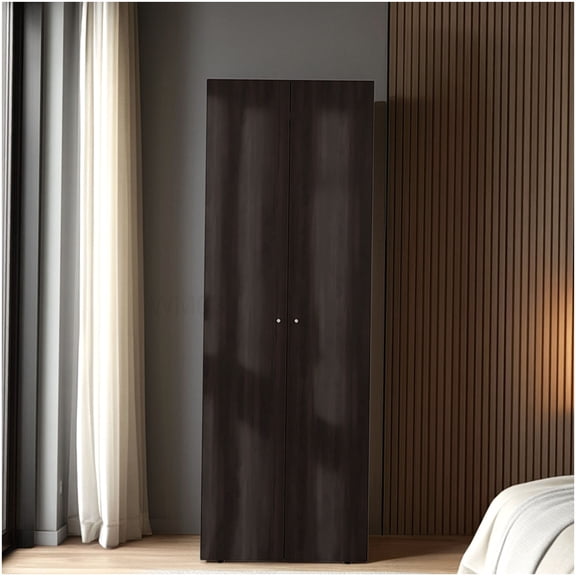 Modern 2-Door Wardrobe Closet with Shelves, Freestanding Storage Cabinet for Bedroom