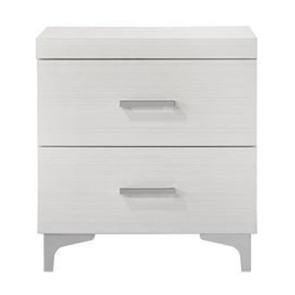 Modern 2-Drawer Nightstand with Metal Legs, White - Poplar Wood & Particle Board, 22"W x 16"D x 23"H, Perfect for Bedroom Storage, Features 3/4 Extension & Metal Glide