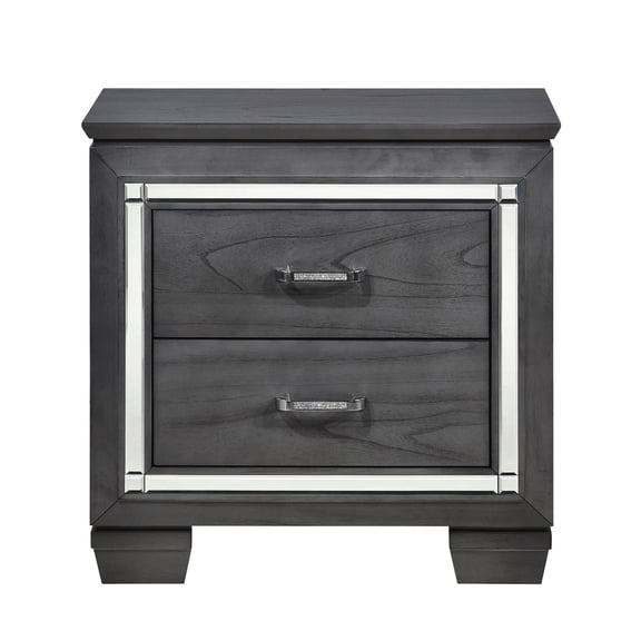 Modern 2-Drawer Nightstand with Crystal Pulls / Suits Bedroom Use