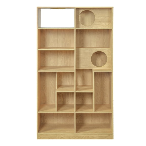Modern 2 in 1 Wood Bookshelf Cat House, Cat Tree, Natural / Particle Board