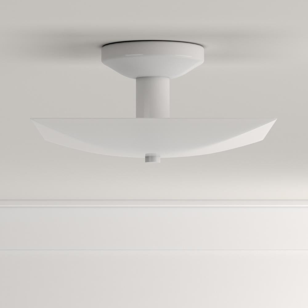 Modern 2 Light White Steel Semi-Flush Low Profile Ceiling