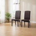 thumbnail image 1 of Modern 2 PC Faux Leather Dining Chair Set with Wooden Legs, Brown - AC Pacific, 1 of 6