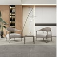 thumbnail image 1 of Modern 2-Piece Accent Chair and Coffee Table Set with Sturdy Steel Frame and Soft Cushioned Seats – Warm Grey for Living Room, Balcony Lounge (2 Chairs + 1 Table, Easy Assembly), 1 of 9