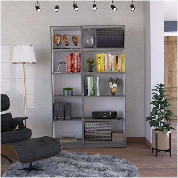 Modern 2-Piece Bookcase Set with 10 Shelves, Multicolor Storage Organizer for Living Room, Home Office