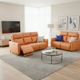 thumbnail image 1 of Modern 2-Piece Leather Reclining Sofa Set with Power Recliners and Head Control, Orange, 1 of 6